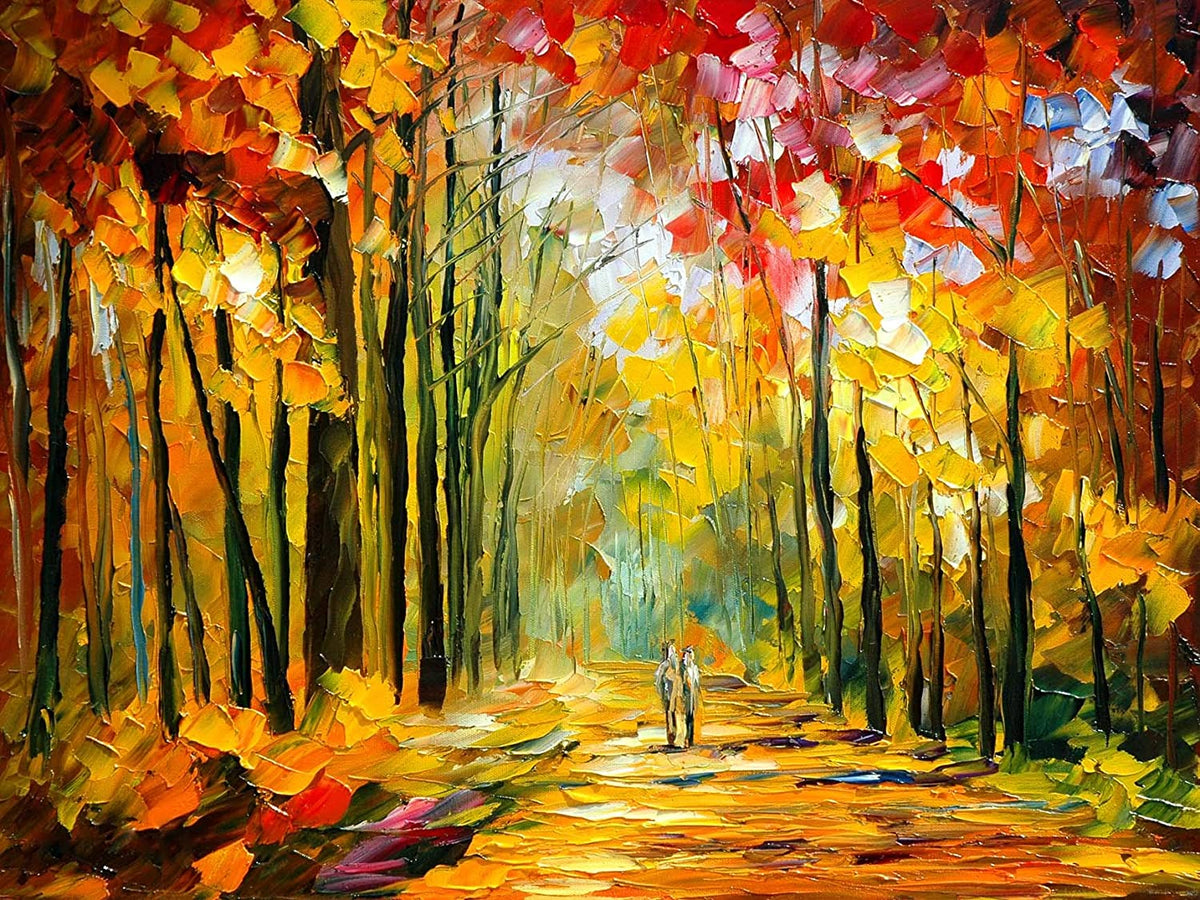Amidst The Autumn Art Print,Landscape Canvas Painting ( Size 18 x 22 ) — ART  STREET