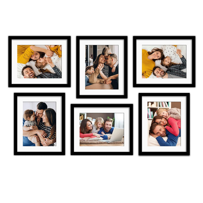 SNAP ART Wall Set of 6 Customized, Personalized Photo Frames (8" X 10" Picture Size matted to 6" x 8")