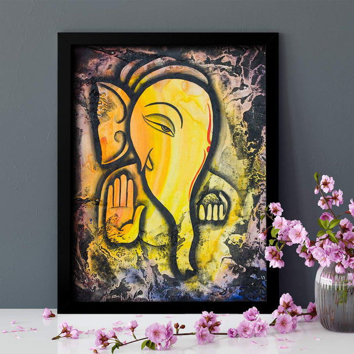 Shri Ganesh Theme  God print Framed Wall Art Print For Home Decor