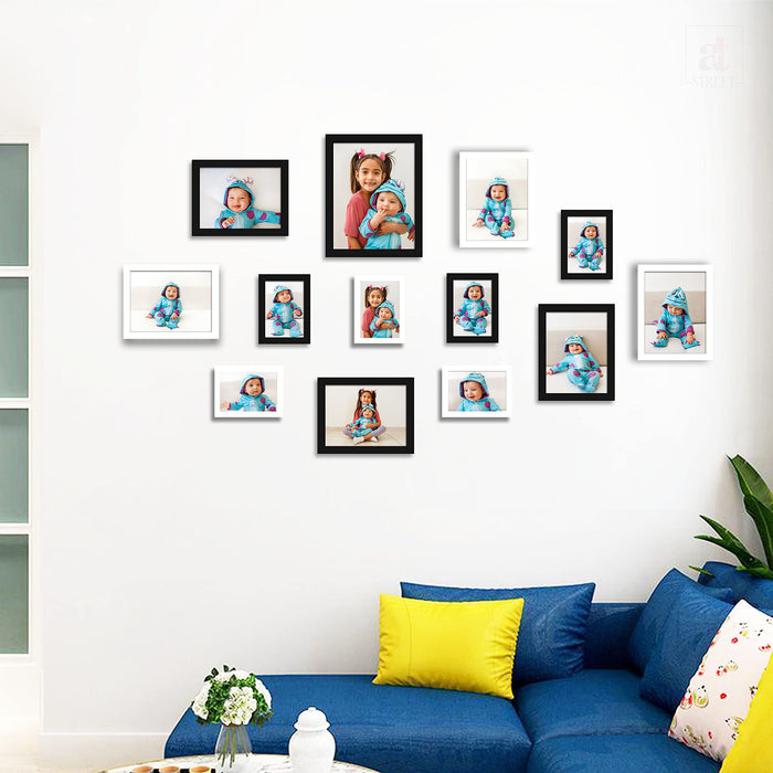 Art Street Collage Wall Photo Frame For Home-Decoration - Set Of 13 (4x6-6 Pcs, 6X8-6 Pcs, 8x10-1 Pcs), Black & White