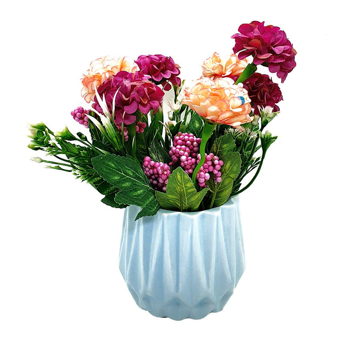 Artificial Flower Plant With Vase, Perfect For Home & Office Decor - Size - 8 x 5 Inch