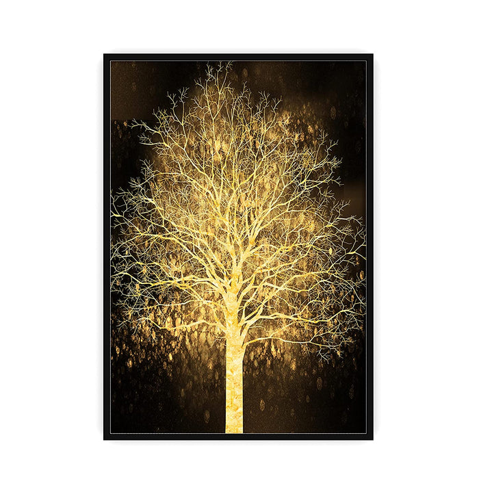 Art Street Wall Art Print tree of sparklers Decorative Luxury Paintings with Frame for Home Decoration (Gold, 22 X 34 Inches)