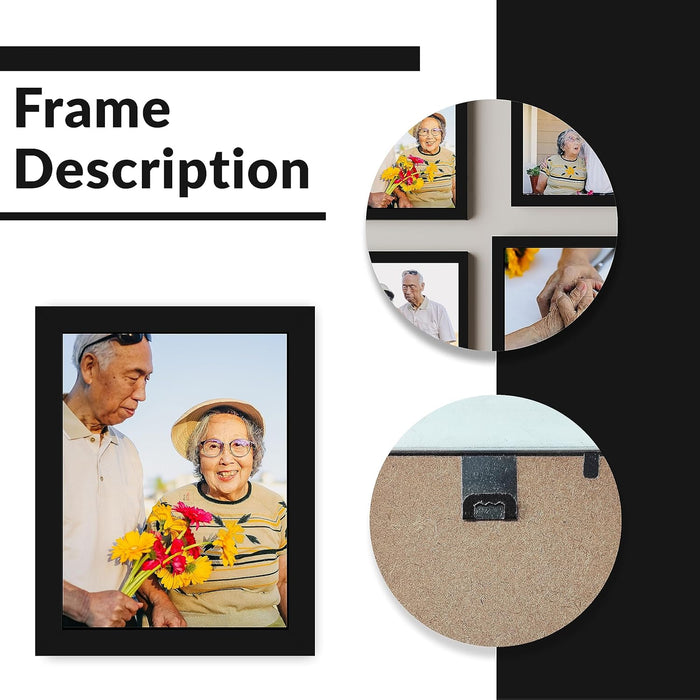 Art Street Large Collage Wall Photo Frame Individual Picture Frame - Set Of 9 (4x6, 5x5, 5x7, 6x8, 8x8, 8x10 Inch, Black)