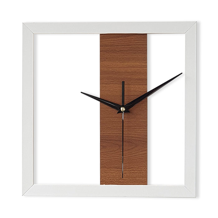 MDF Made Wall Clock Square Shaped Modern Designed Wall Clock for Home & Office Decorations Size 11.2 x 11.2 Inches, Color- White & Brown