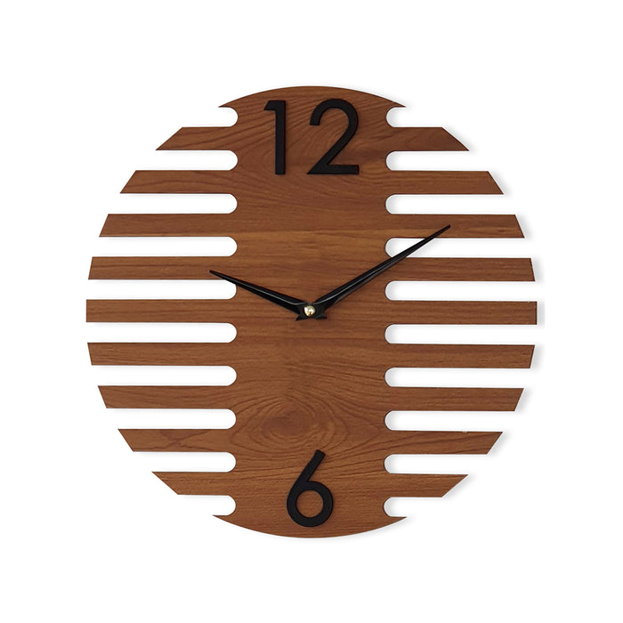 MDF Made Wall Clock Circular Jigsaw Designed Wall Clock for Home & Office Decorations Size 12 x 12 Inches, Color-Brown