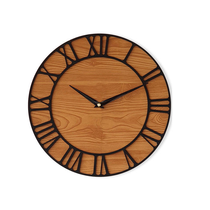 MDF Made Wall Clock Round Shaped Traditionally Designed Wall Clock for Home & Office Decorations Size 11.5 x 11.5 Inches, Color-Brown