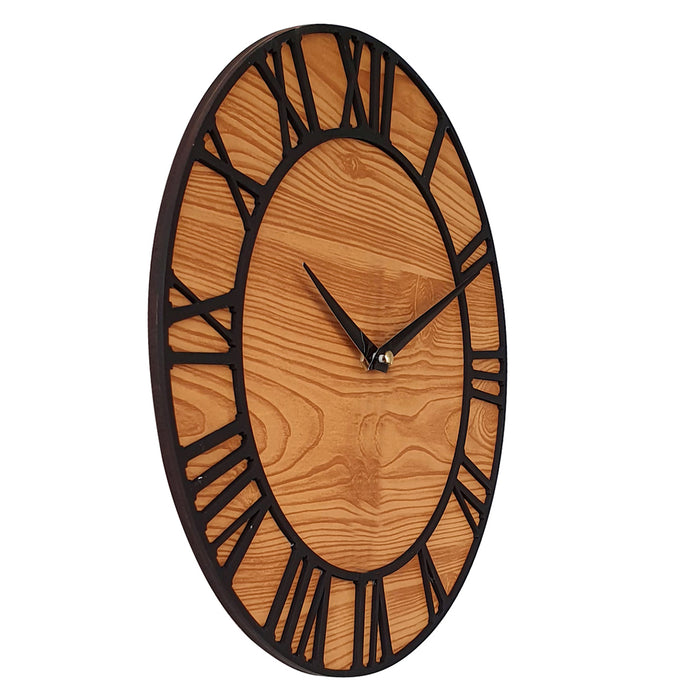 MDF Made Wall Clock Round Shaped Traditionally Designed Wall Clock for Home & Office Decorations Size 11.5 x 11.5 Inches, Color-Brown