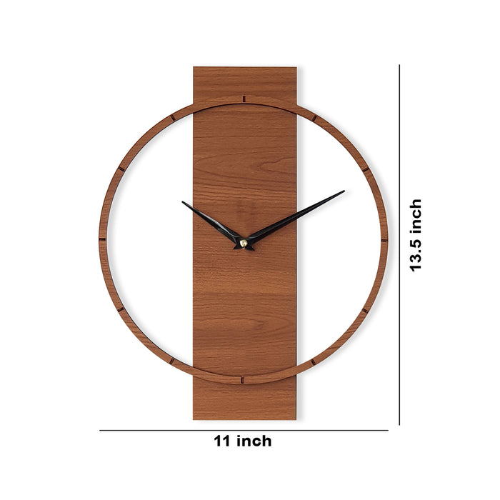 MDF Made Wall Clock Antique Designed Dual Shape Wall Clock for Home & Office Decorations Size 13.5 x 11 Inches, Color-Brown