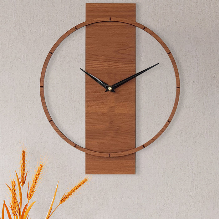 MDF Made Wall Clock Antique Designed Dual Shape Wall Clock for Home & Office Decorations Size 13.5 x 11 Inches, Color-Brown