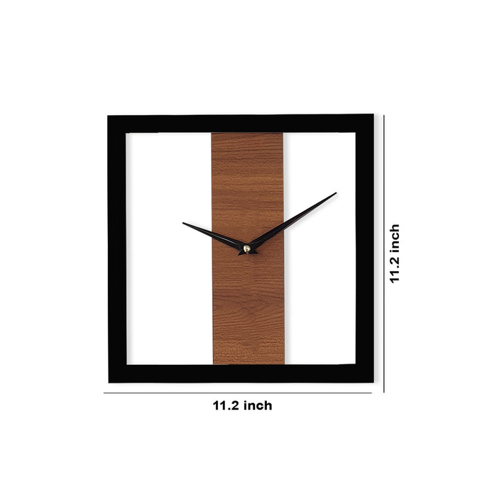 MDF Made Wall Clock Square Shaped Modern Designed Wall Clock for Home & Office Decorations Size 11.2 x 11.2 Inches, Color- Black & Brown