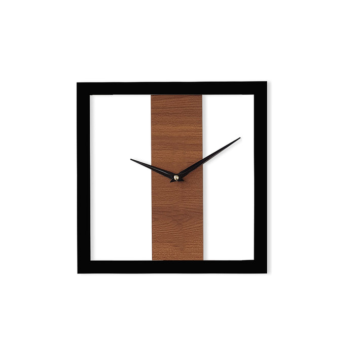MDF Made Wall Clock Square Shaped Modern Designed Wall Clock for Home & Office Decorations Size 11.2 x 11.2 Inches, Color- Black & Brown