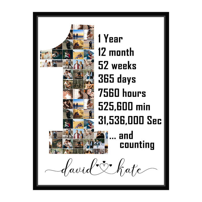 Custom 24-Year Anniversary Photo Collage Canvas, 24-Year Anniversary Gift,  24th Wedding Anniversary Gift - Best Personalized Gifts For Everyone
