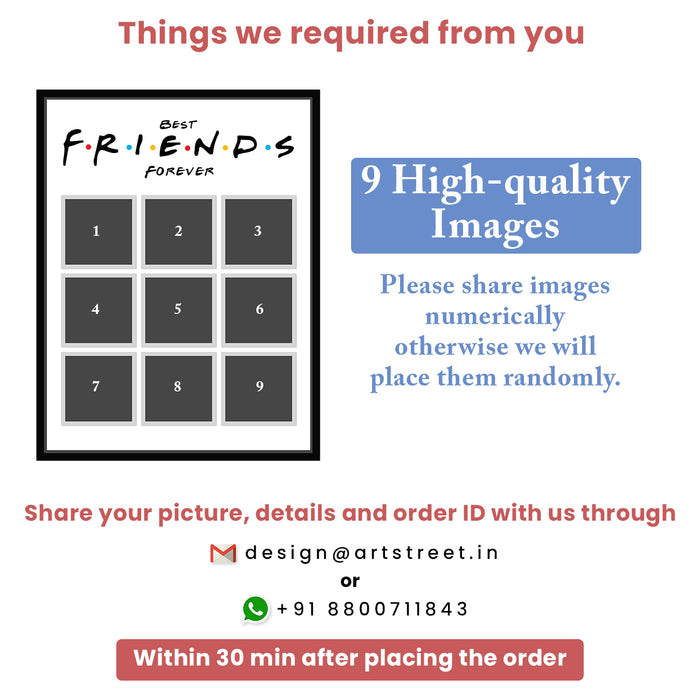 Customized Friendshipday  Canvas BEST FRIEND FOREVER Gift for Friends (Size;-13x17Inch)
