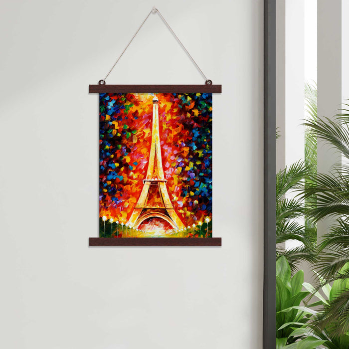 Paintings Hangings Canvas Scroll Poster for Home Decor Multicolor Eifil Tower Hanging Canvas Painting for Wall and Living Room Decoration (14 x 18 Inchs, 12 x 16 Inchs)