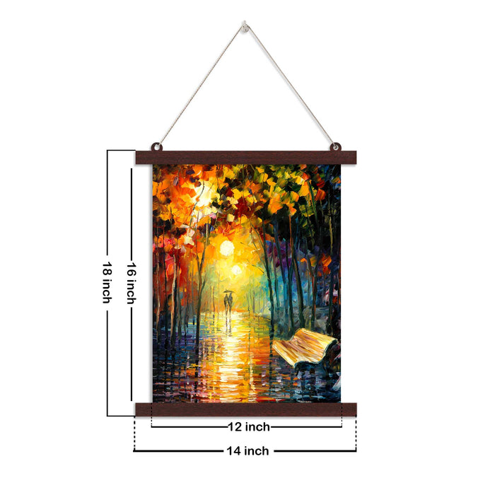 Paintings Hangings Canvas Scroll Poster for Home Decor A Walk In The Rain Theme Hanging Canvas Painting for Wall and Living Room Decoration (14 x 18 Inchs, 12 x 16 Inchs)