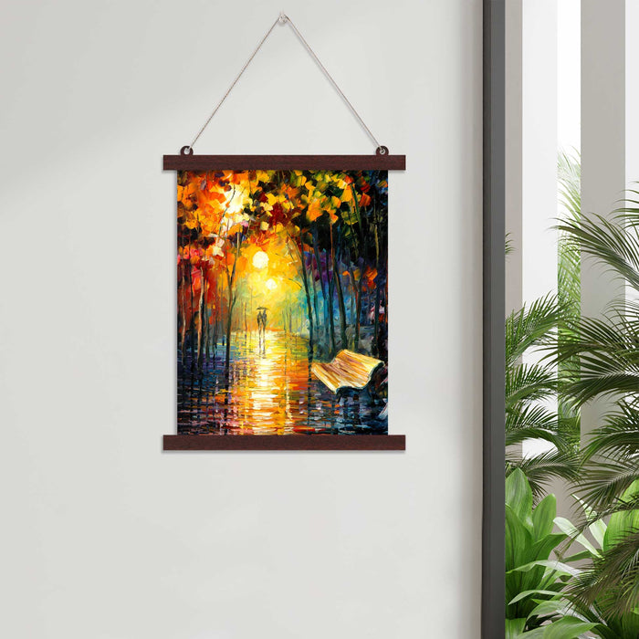 Paintings Hangings Canvas Scroll Poster for Home Decor A Walk In The Rain Theme Hanging Canvas Painting for Wall and Living Room Decoration (14 x 18 Inchs, 12 x 16 Inchs)