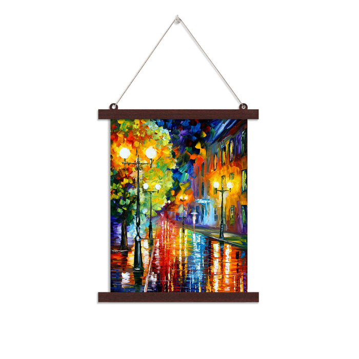 Paintings Hangings Canvas Scroll Poster for Home Decor Beautiful Rainy Street Hanging Canvas Painting for Wall and Living Room Decoration