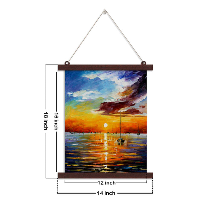 Paintings Hangings Canvas Scroll Poster for Home Decor Sunset Landscape Theme Hanging Canvas Painting for Wall and Living Room Decoration