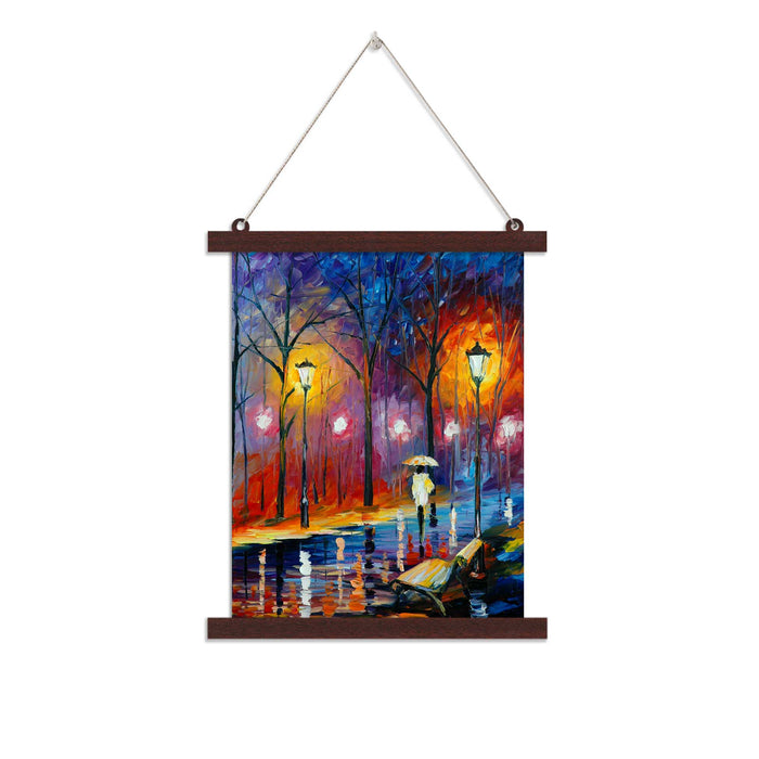 Paintings Hangings Canvas Scroll Poster for Home Decor Rainy Street Landscape Hanging Canvas Painting for Wall and Living Room Decoration