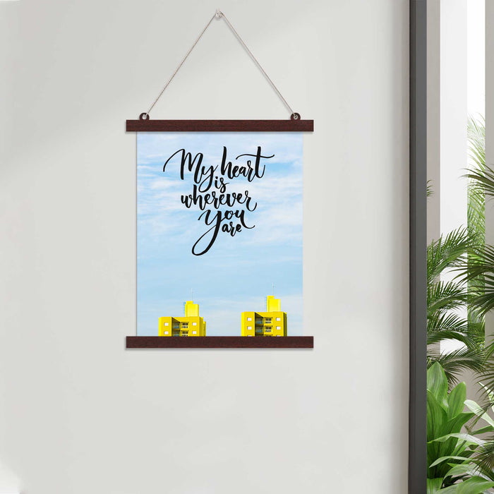 Paintings Hangings Canvas Scroll Poster for Home Decor My Heart Is Wherever You Are Hanging Canvas Painting for Wall and Living Room Decoration