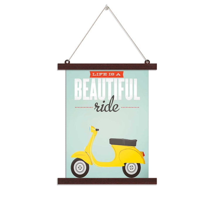 Paintings Hangings Canvas Scroll Poster for Home Decor Life Is A Beautiful Ride Vintage Scooter Hanging Canvas Painting