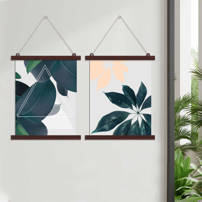 Paintings Hangings Canvas Scroll Poster for Home Decor Set of 2 Tropical Plant Hanging Canvas Painting for Wall and Living Room Decoration