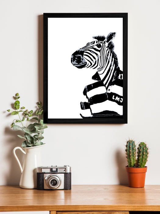 Zebra Cartoon Theme Framed Art Print, For Home & Office Decor Size - 13.5 x 17.5 Inch