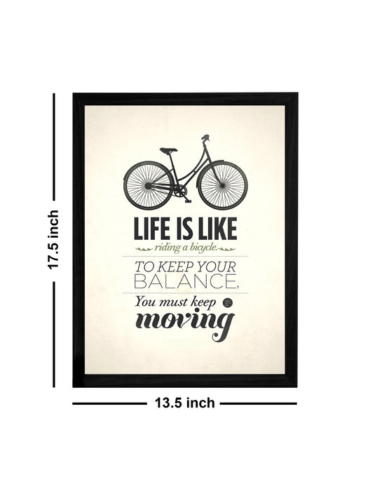 Life Is Like Riding A Bicycle Theme Framed Art Print, For Wall Decor Size - 13.5 x 17.5 Inch