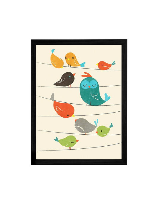 Beautiful Cartoon Birds Theme Framed Art Print, For Wall Decor Size - 13.5 x 17.5 Inch