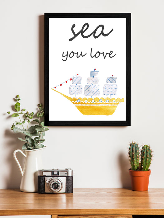 Sea Your Love Theme Framed Art Print, For Wall Decor Size - 13.5 x 17.5 Inch