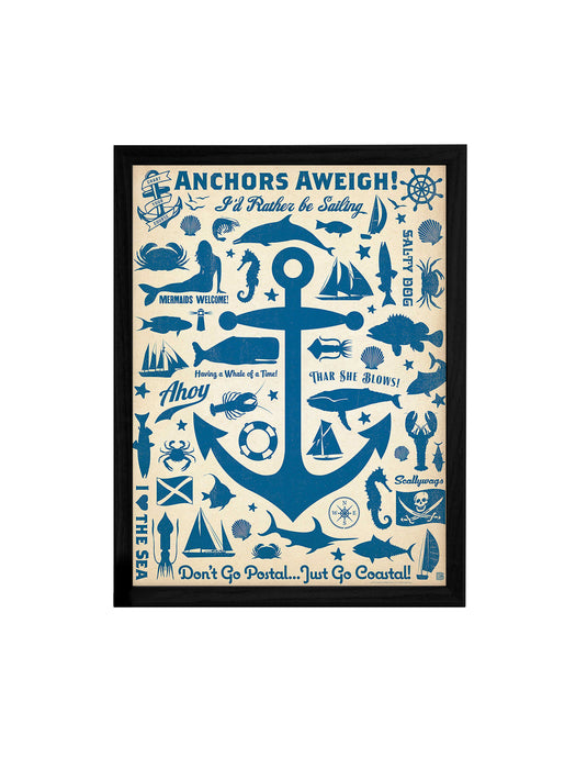 Anchors Aweigh Theme Framed Art Print, For Wall Decor Size - 13.5 x 17.5 Inch