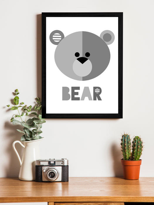 Beautiful Cartoon Bear Theme Framed Art Print, For Wall Decor Size - 13.5 x 17.5 Inch
