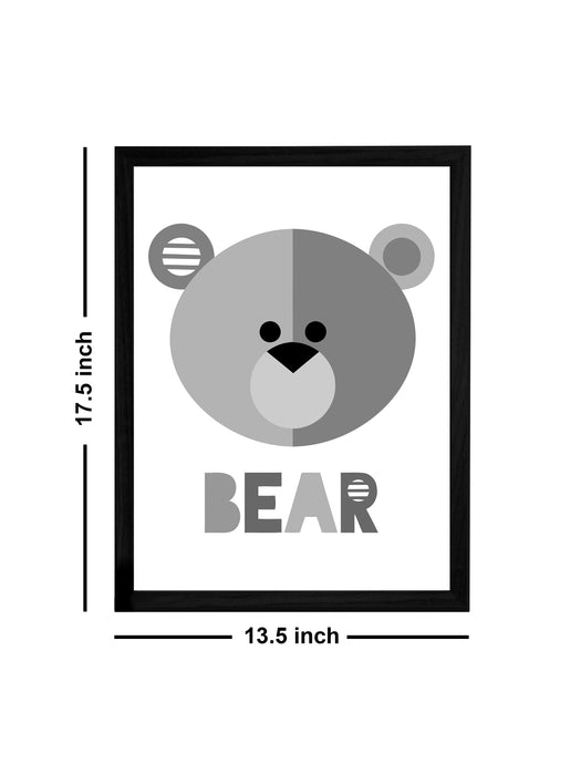 Beautiful Cartoon Bear Theme Framed Art Print, For Wall Decor Size - 13.5 x 17.5 Inch
