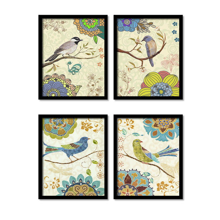 Art Street Birds Theme Art Print Set of 4 Size :- 23x19 inch