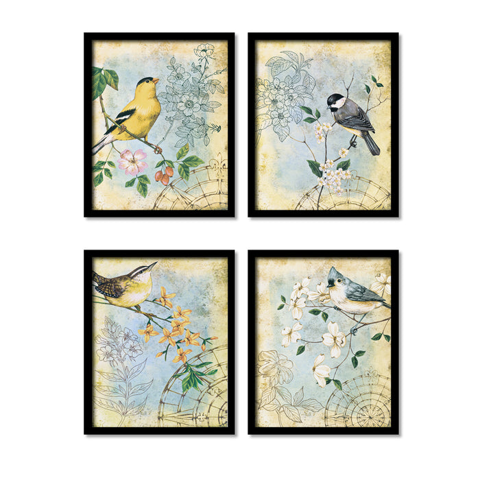 Birds Theme Art Print Set of 4 Size;-23x19inch