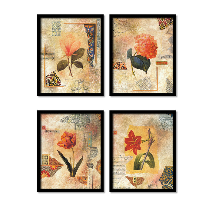 Floral Theme Art Print Set of 4 Size;-19x23Inch