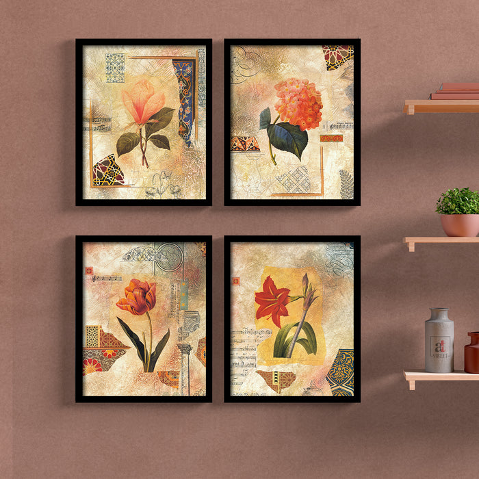 Floral Theme Art Print Set of 4 Size;-19x23Inch