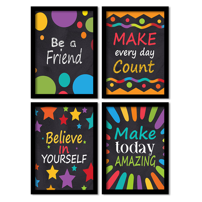 Set of 4 Inspirational Quotes Framed Poster Black Framed Art Print For Life & Success Size;- 17.5 inch x 13 inch Painting