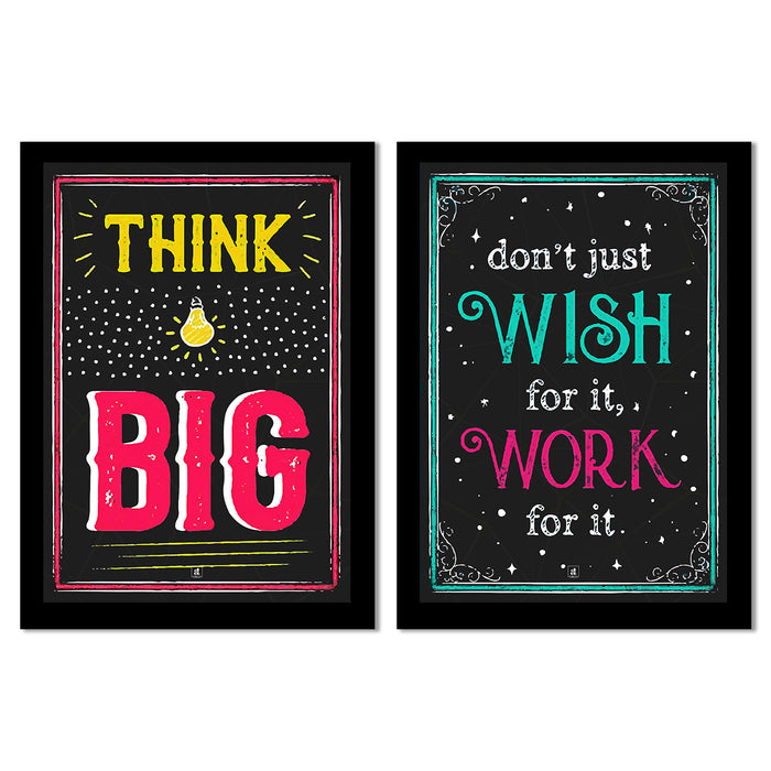 Set of 2 Motivational Quotes inspire success in your life Framed Poster Black Framed Art Print 16.53 inch x 11.69 inch