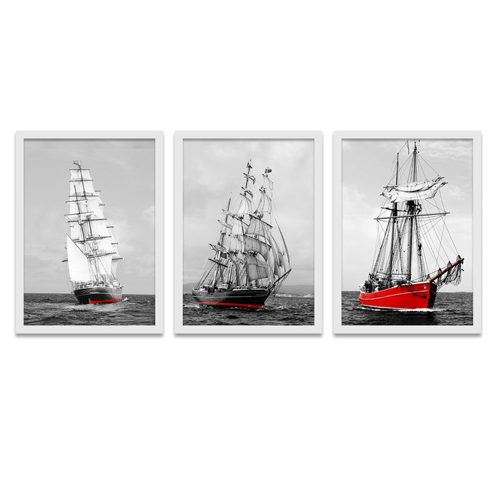 Set of 3 Wall Arts for Home Décor White & Black Nature Theme Wall Art for Living Room Decoration (Size - 17.5 x 41 Inch)