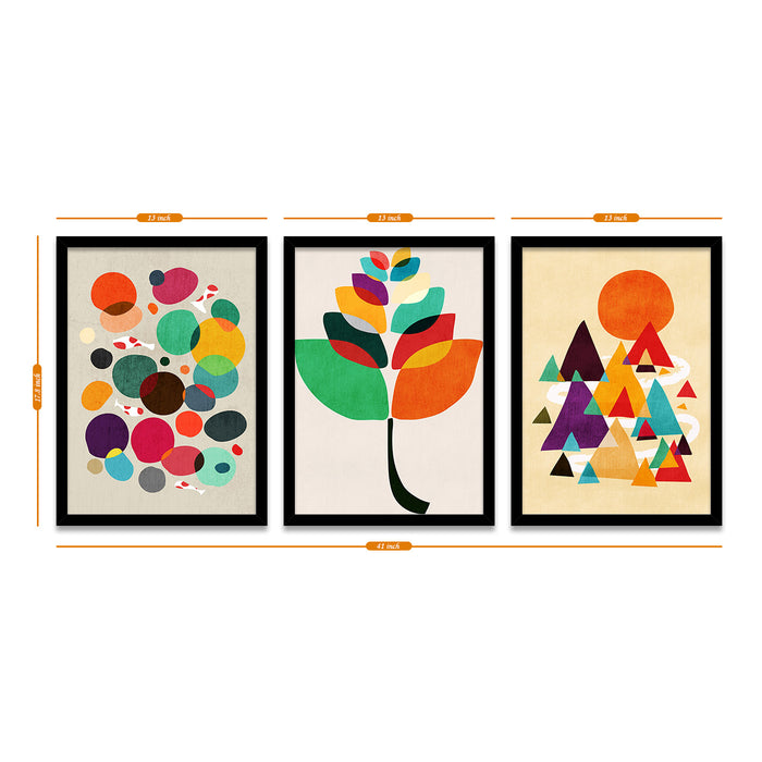 Set of 3 Abstract Theme multicolor Art Print  Size;-12x16Inch