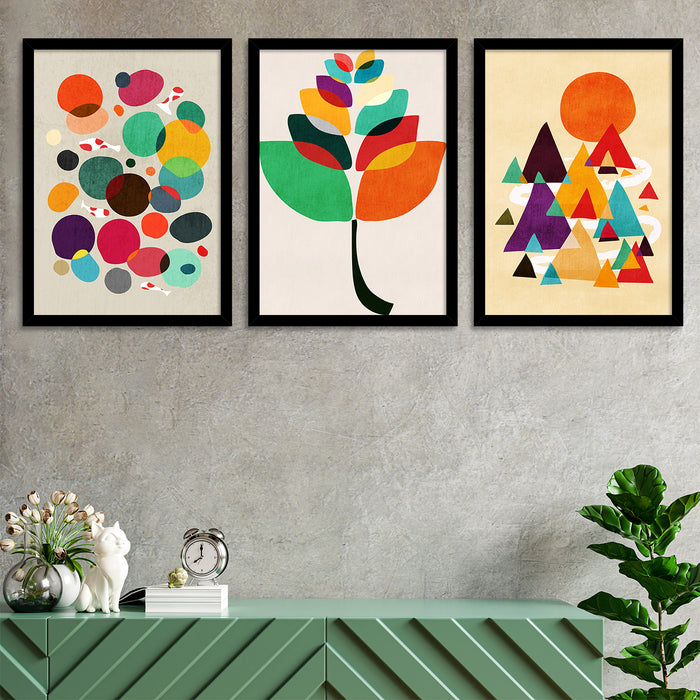 Set of 3 Abstract Theme multicolor Art Print  Size;-12x16Inch