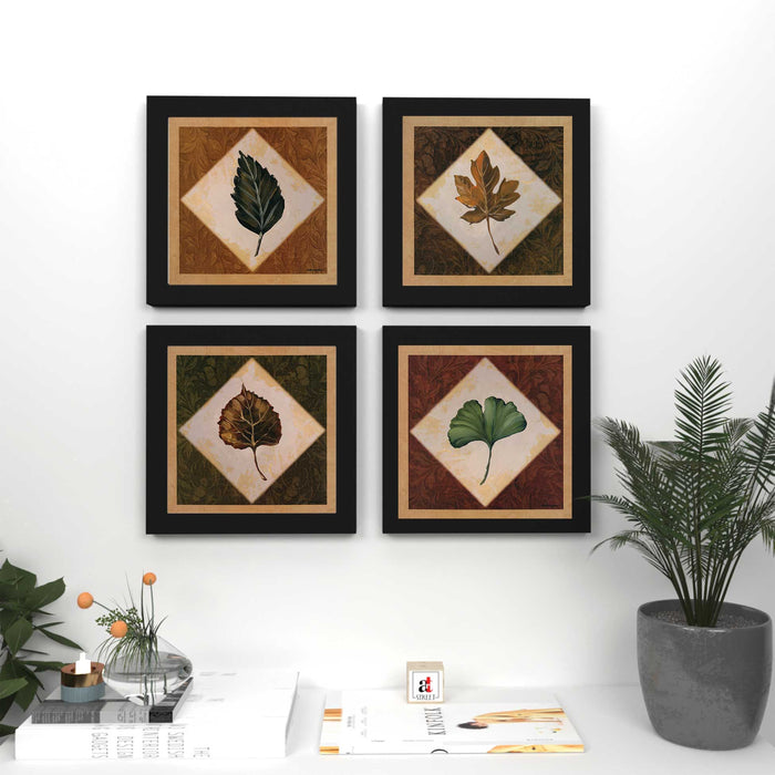 'Dry Leaves' Framed art print set of 4 (8x8)