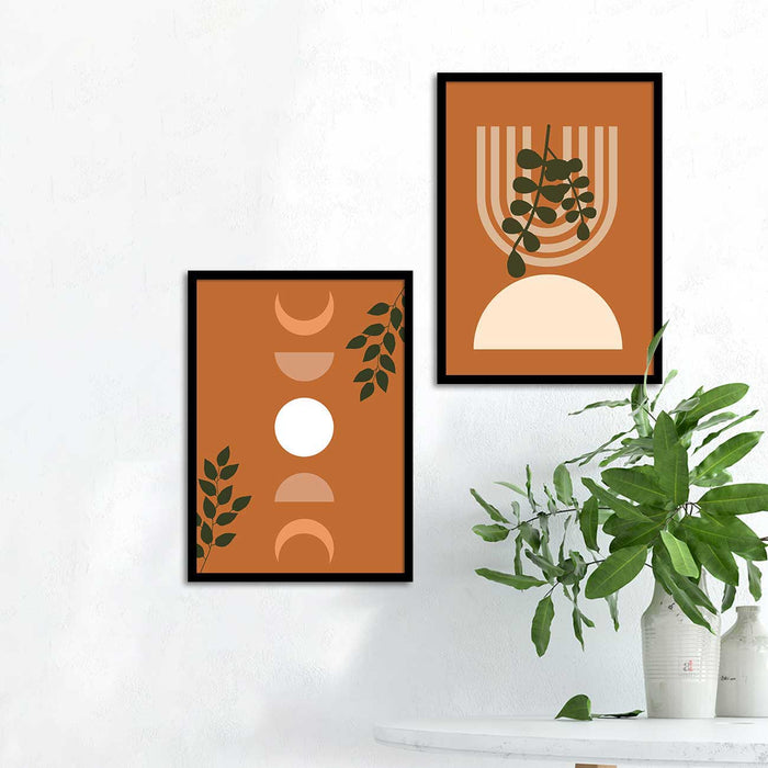 BOHO Lunar Eclipse Depiction Framed Art Print for Home Décor Bohemian Style Wall Art Prints for Wall & Living Room Decoration