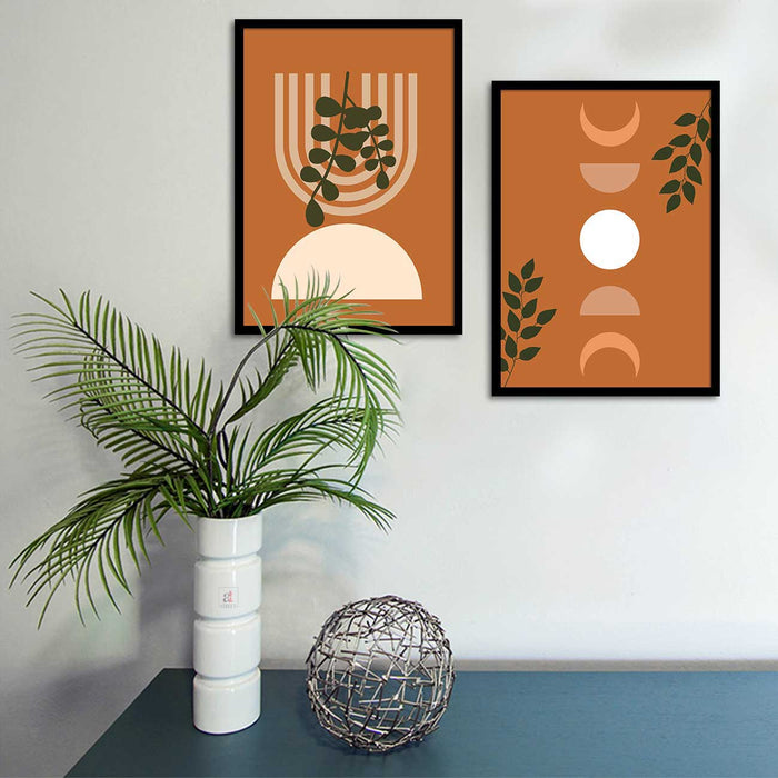 BOHO Lunar Eclipse Depiction Framed Art Print for Home Décor Bohemian Style Wall Art Prints for Wall & Living Room Decoration