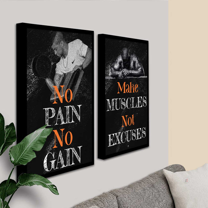 No Pain No Gain Gym Motivational Framed Art Print For Home Decor
