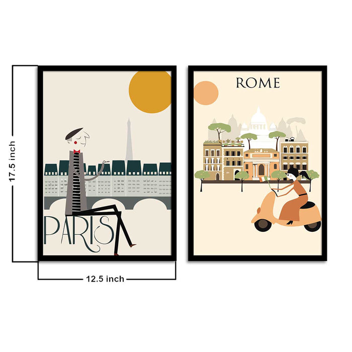 Rome London World  Travel The City Silhouette A3 Art Print For Home Decor