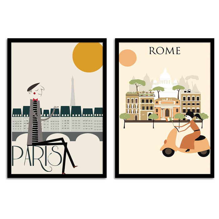 Rome London World  Travel The City Silhouette A3 Art Print For Home Decor
