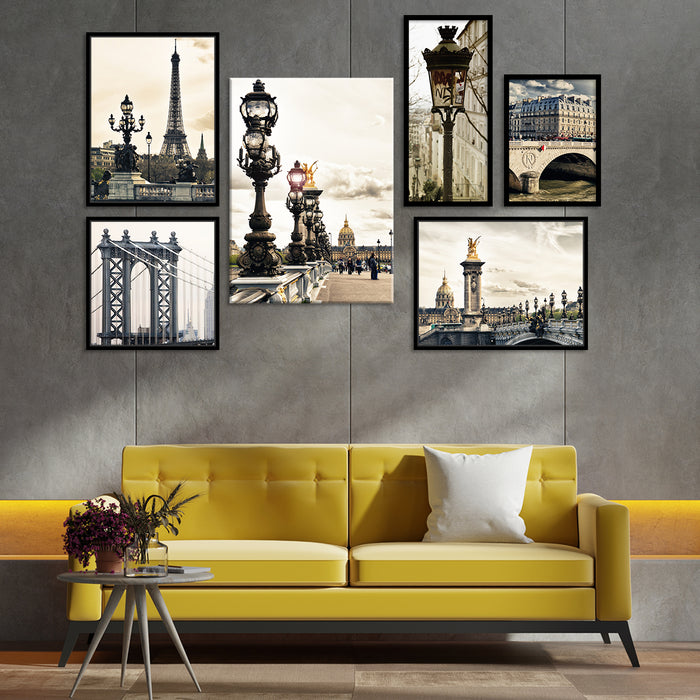 Beautiful Place Paris Set of 6 Canvas & Art Print Painting For Home Décor Size;-33x50Inch