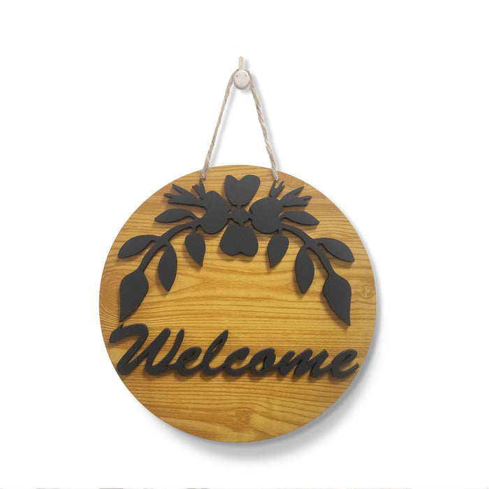 Art Street Welcome MDF Plaque for Home & Wall Decoration  (Black) 10"*10"  MDF HANGING
